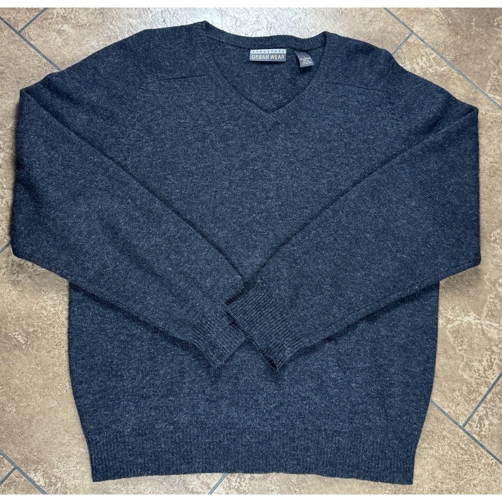 Vintage Structure Urban Wear Mens Sweater L Gray Lambswool